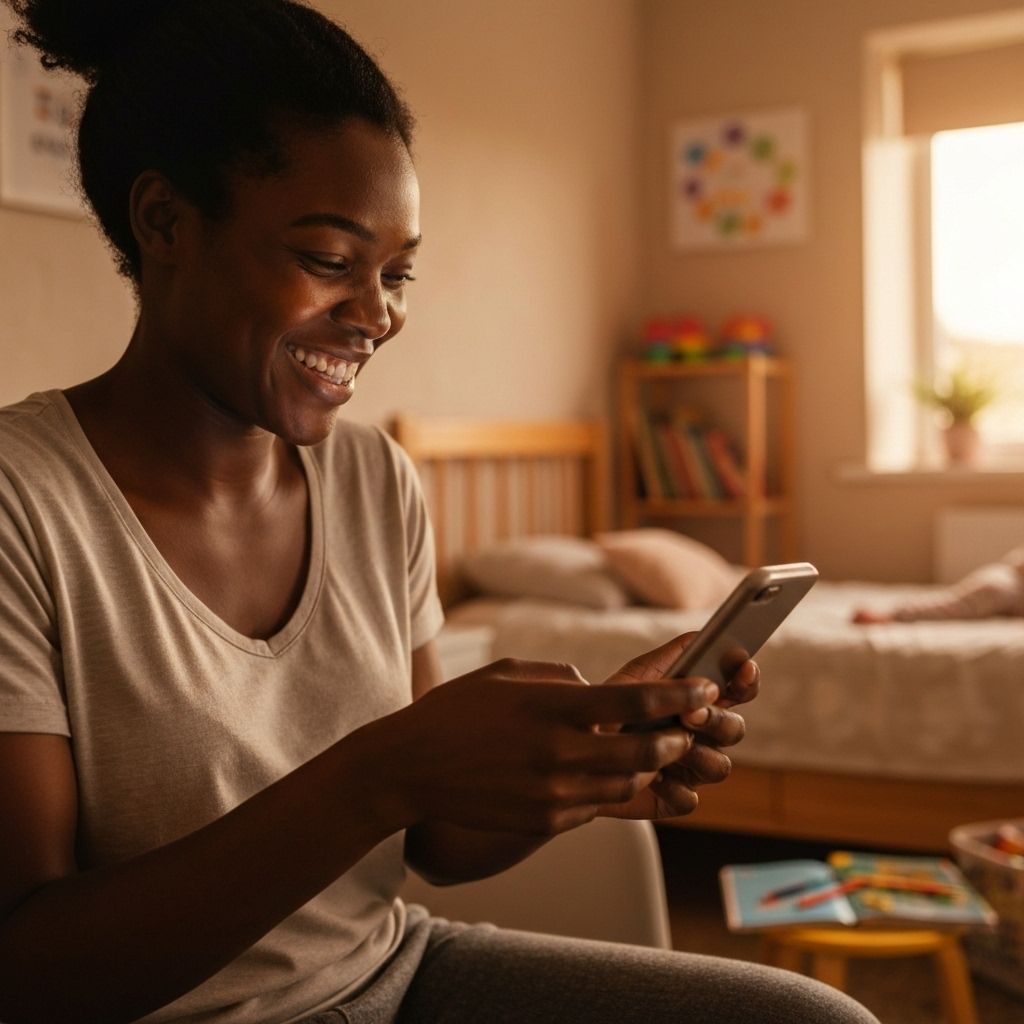 Parent using EdComrade mobile app